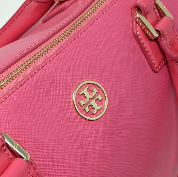 🎉Sale!🦄Rare!Tory Burch Pink Bag Bougainville Pink Robinson Middy Satchel Strap - Picture 12 of 16